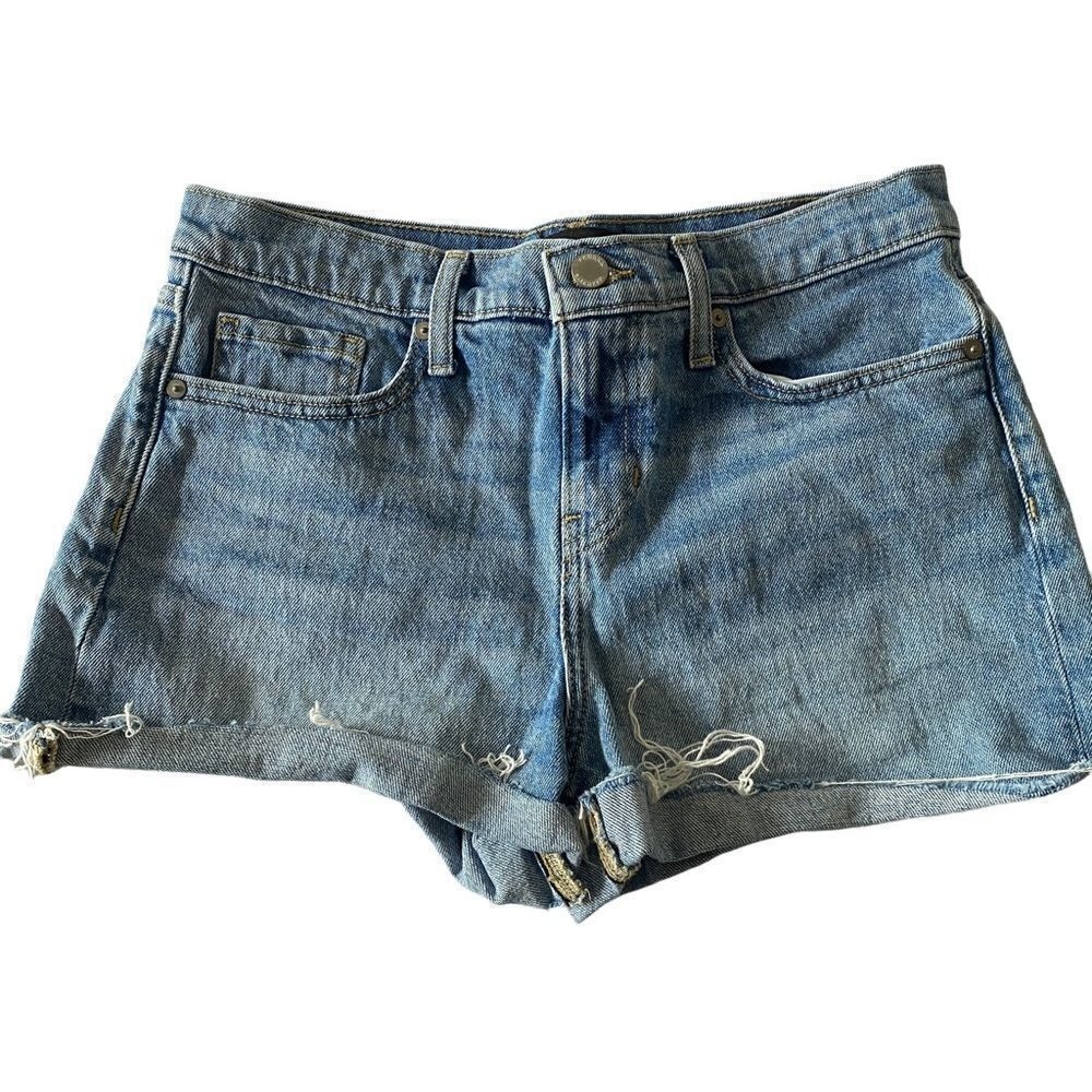Banana Republic Denim Shorts Womens 30 Blue Medium Wash Raw Hem Casual Mid Rise